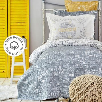 Karaca Home Chemistry Gri Pamuk Tek Kişilik Genç 160x220 cm Nevresim Yatak Örtüsü Set