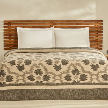 Karaca Home Damask Antrasit Çift Kişilik Pamuklu Battaniye
