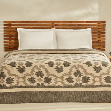 Karaca Home Damask Antrasit Çift Kişilik Pamuklu Battaniye