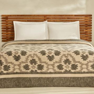 Karaca Home Damask Antrasit Çift Kişilik Pamuklu Battaniye