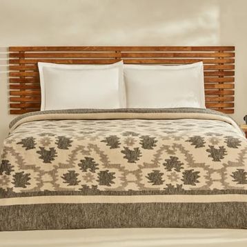 Karaca Home Damask Antrasit Çift Kişilik Pamuklu Battaniye