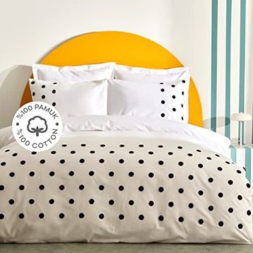 Karaca Home Dots Beyaz %100 Pamuk Çift Kişilik Nevresim Takımı