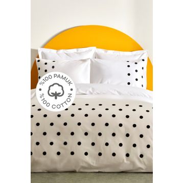 Karaca Home Dots Beyaz %100 Pamuk Çift Kişilik Nevresim Takımı