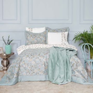 Karaca Home Flora 8 Parça Mavi Çift Kişilik Çeyiz Seti