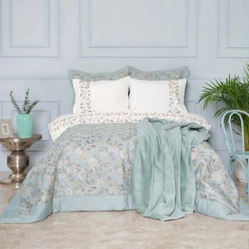 Karaca Home Flora 8 Parça Mavi Çift Kişilik Çeyiz Seti