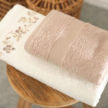 Karaca Home Flora Bej Nakışlı Hamam Seti