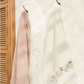 Karaca Home Flora Bej Nakışlı Hamam Seti