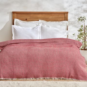 Karaca Home Flow Ekose Tek Kişilik Waffle 160x230 cm Kırmızı Pike Takımı
