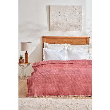 Karaca Home Flow Ekose Tek Kişilik Waffle 160x230 cm Kırmızı Pike Takımı
