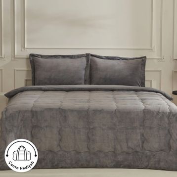 Karaca Home Flufy Çift Kişilik Soft Dream Antrasit Comfort Uyku Seti