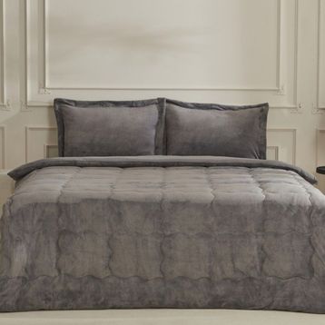 Karaca Home Flufy Çift Kişilik Soft Dream Antrasit Comfort Uyku Seti