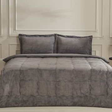 Karaca Home Flufy Çift Kişilik Soft Dream Antrasit Comfort Uyku Seti