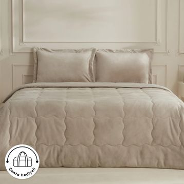 Karaca Home Flufy Çift Kişilik Soft Dream Bej Comfort Uyku Seti