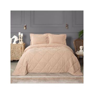 Karaca Home Glaze Private 250x230 cm Bej Çift Kişilik Comfort Yatak Örtülü Yorgan Set