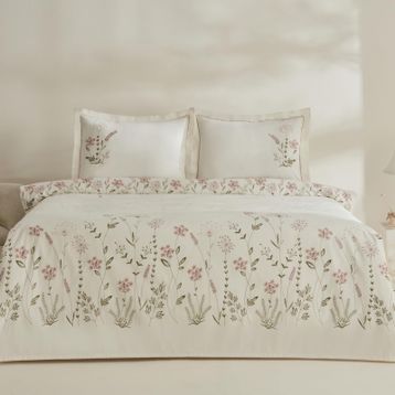 Karaca Home Gres Pudra Çift Kişilik Nakışlı Nevresim Pike Takımı