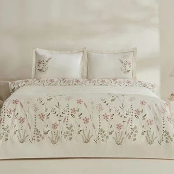Karaca Home Gres Pudra Çift Kişilik Nakışlı Nevresim Pike Takımı
