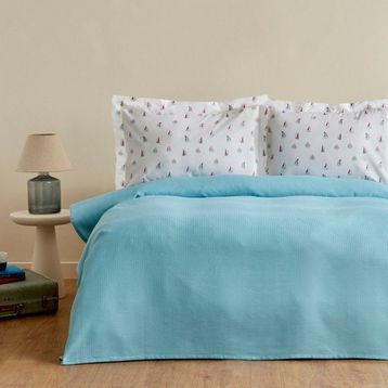 Karaca Home Joy Sail Turkuaz Pamuk Çift Kişilik Pike Takımı