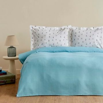 Karaca Home Joy Sail Turkuaz Pamuk Çift Kişilik Pike Takımı