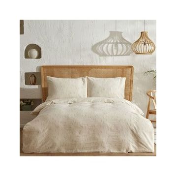Karaca Home Lotus %100 Pamuk Bej Çift Kişilik Nevresim Takımı