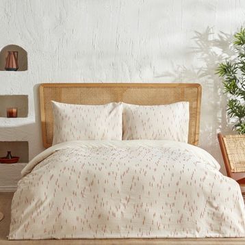 Karaca Home Lotus %100 Pamuk Bej Çift Kişilik Nevresim Takımı
