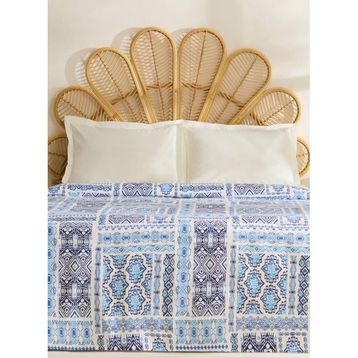 Karaca Home Lunara %100 Pamuk Mavi Çift Kişilik Tek Pike