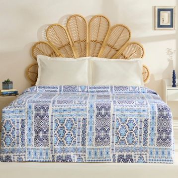 Karaca Home Lunara %100 Pamuk Mavi Çift Kişilik Tek Pike