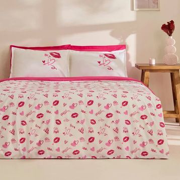 Karaca Home Luvio %100 Pamuk Pembe Çift Kişilik Nevresim Takımı