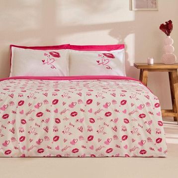 Karaca Home Luvio %100 Pamuk Pembe Çift Kişilik Nevresim Takımı