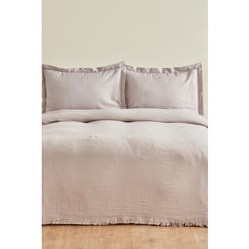 Karaca Home Minel Müslin Buz Gri Çift Kişilik Pike Yatak Örtüsü Seti