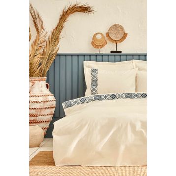 Karaca Home Mosaic %100 Pamuk Çift Kişilik Nakışlı Beyaz Nevresim Takımı