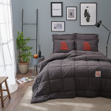 Karaca Home Motto Cotton Comfort Tek Kişilik Antrasit Uyku Seti