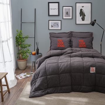 Karaca Home Motto Cotton Comfort Tek Kişilik Antrasit Uyku Seti