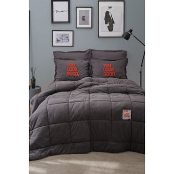 Karaca Home Motto Cotton Comfort Tek Kişilik Antrasit Uyku Seti