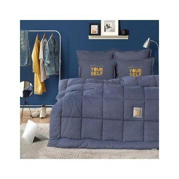 Karaca Home Motto Cotton Comfort Tek Kişilik İndigo Uyku Seti