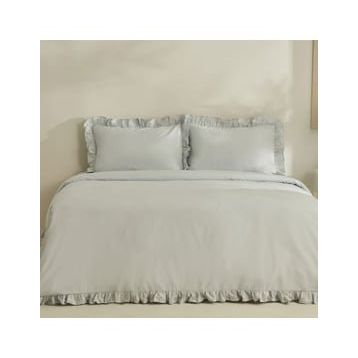 Karaca Home Pure Ruffle %100 Pamuk Açık Mavi Çift Kişilik Nevresim Takımı