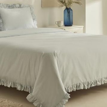 Karaca Home Pure Ruffle %100 Pamuk Açık Mavi Çift Kişilik Nevresim Takımı