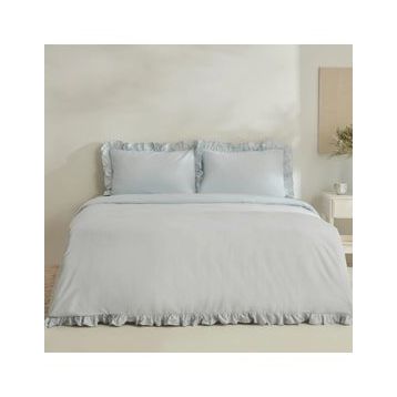 Karaca Home Pure Ruffle %100 Pamuk Açık Mavi Çift Kişilik Nevresim Takımı