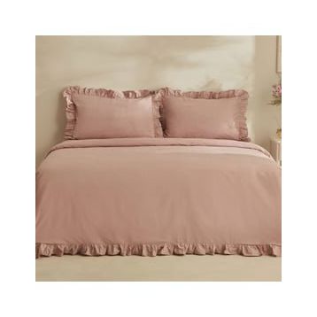 Karaca Home Pure Ruffle %100 Pamuk Pudra Çift Kişilik Nevresim Takımı