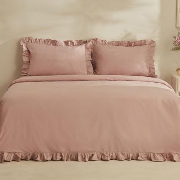 Karaca Home Pure Ruffle %100 Pamuk Pudra Çift Kişilik Nevresim Takımı
