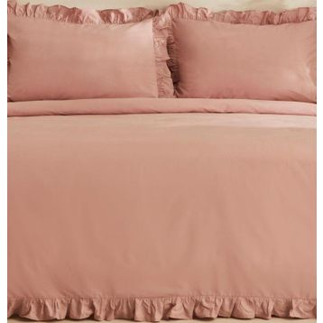 Karaca Home Pure Ruffle %100 Pamuk Pudra Çift Kişilik Nevresim Takımı