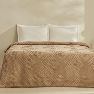 Karaca Home Rita Açık Kahve Tek Kişilik Emboss Battaniye