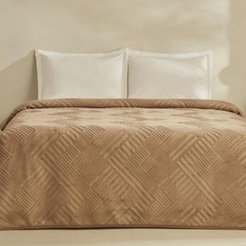 Karaca Home Rita Açık Kahve Tek Kişilik Emboss Battaniye