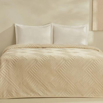 Karaca Home Rita Emboss Ekru Tek Kişilik Battaniye