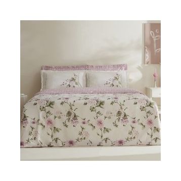 Karaca Home Rosales 200x220 cm Beyaz Tel Çift Kişilik Saten Nevresim Takımı