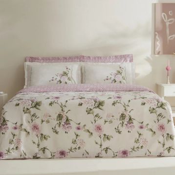 Karaca Home Rosales 200x220 cm Beyaz Tel Çift Kişilik Saten Nevresim Takımı