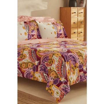 Karaca Home Ruiz %100 Pamuk Fuşya Çift Kişilik Nevresim Takımı