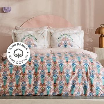 Karaca Home Saviny %100 Pamuk Somon Saten Çift Kişilik Nevresim Takımı