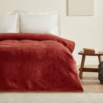 Karaca Home Savoy Çift Kişilik Embos Kahve Battaniye