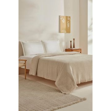 Karaca Home Sion Ekru Çift Kişilik Sonil Battaniye