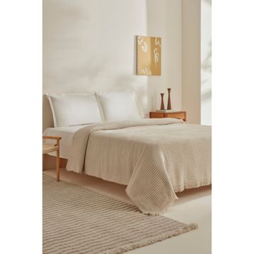 Karaca Home Sion Ekru Çift Kişilik Sonil Battaniye